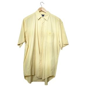 Ralph Lauren Golf Tilden Shirt Mens Large Yellow Gingham Short Sleeve Cotton